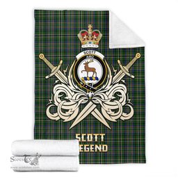 ScotsTee Shop Scottish Scott Green Clan Crest Tartan Blanket The Golden Sword of Courageous Legacy Blanket
