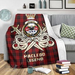 ScotsTee Shop Scottish MacLeod of Raasay Highland Clan Crest Tartan Blanket The Golden Sword of Courageous Legacy Blanket