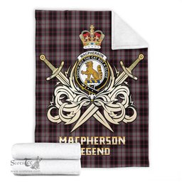 ScotsTee Shop Scottish MacPherson Hunting Clan Crest Tartan Blanket The Golden Sword of Courageous Legacy Blanket