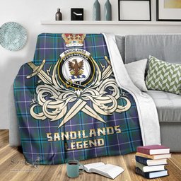 ScotsTee Shop Scottish Sandilands Clan Crest Tartan Blanket The Golden Sword of Courageous Legacy Blanket