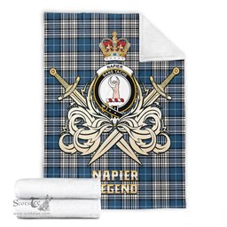 ScotsTee Shop Scottish Napier Modern Clan Crest Tartan Blanket The Golden Sword of Courageous Legacy Blanket