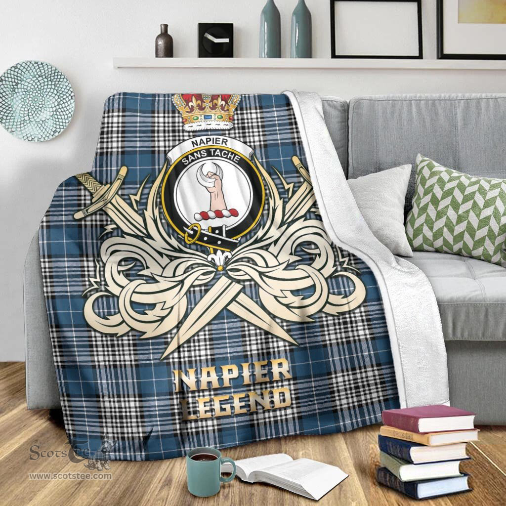 ScotsTee Shop Scottish Napier Modern Clan Crest Tartan Blanket The Golden Sword of Courageous Legacy Blanket