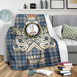 ScotsTee Shop Scottish Napier Modern Clan Crest Tartan Blanket The Golden Sword of Courageous Legacy Blanket