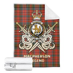 ScotsTee Shop Scottish MacPherson Weathered Clan Crest Tartan Blanket The Golden Sword of Courageous Legacy Blanket