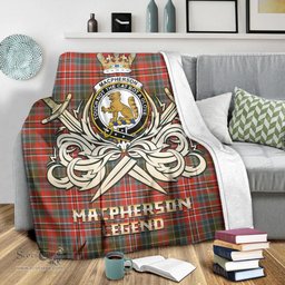 ScotsTee Shop Scottish MacPherson Weathered Clan Crest Tartan Blanket The Golden Sword of Courageous Legacy Blanket