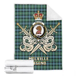 ScotsTee Shop Scottish Melville Ancient Clan Crest Tartan Blanket The Golden Sword of Courageous Legacy Blanket