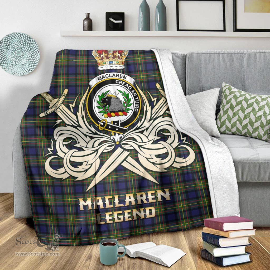ScotsTee Shop Scottish MacLaren Modern Clan Crest Tartan Blanket The Golden Sword of Courageous Legacy Blanket