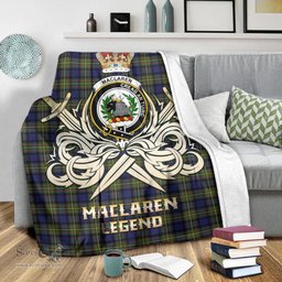 ScotsTee Shop Scottish MacLaren Modern Clan Crest Tartan Blanket The Golden Sword of Courageous Legacy Blanket