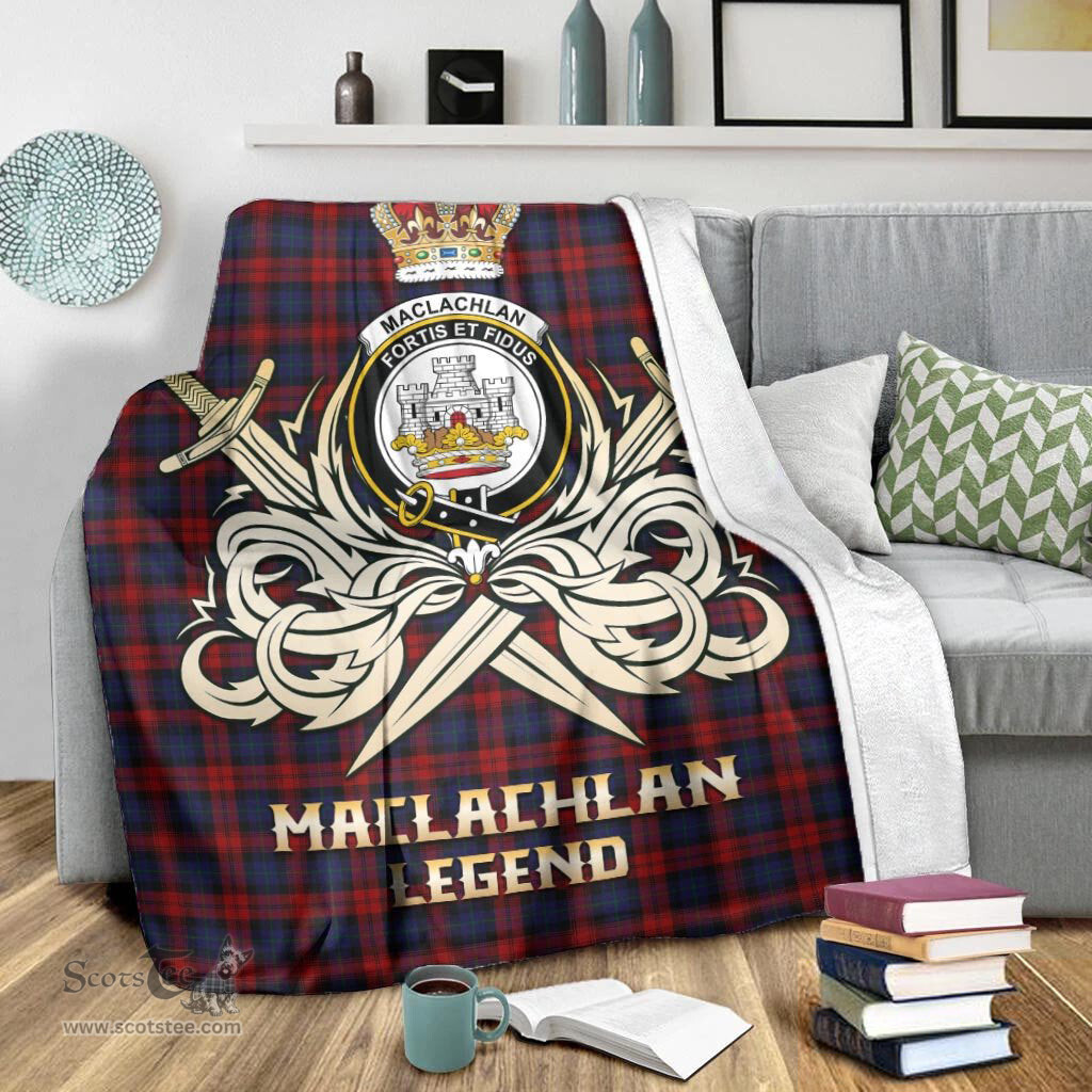 ScotsTee Shop Scottish MacLachlan Clan Crest Tartan Blanket The Golden Sword of Courageous Legacy Blanket