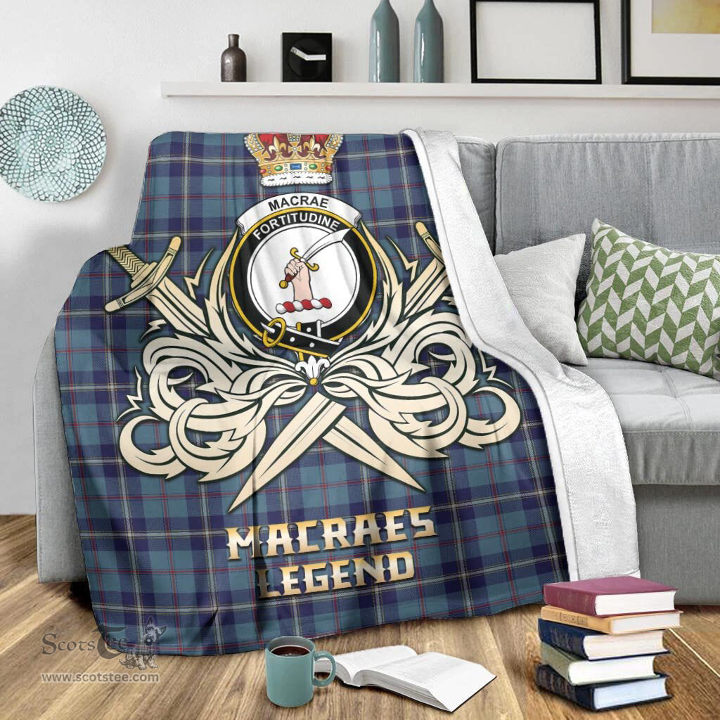 ScotsTee Shop Scottish MacRae of America Clan Crest Tartan Blanket The Golden Sword of Courageous Legacy Blanket