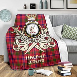 ScotsTee Shop Scottish MacRae Modern Clan Crest Tartan Blanket The Golden Sword of Courageous Legacy Blanket