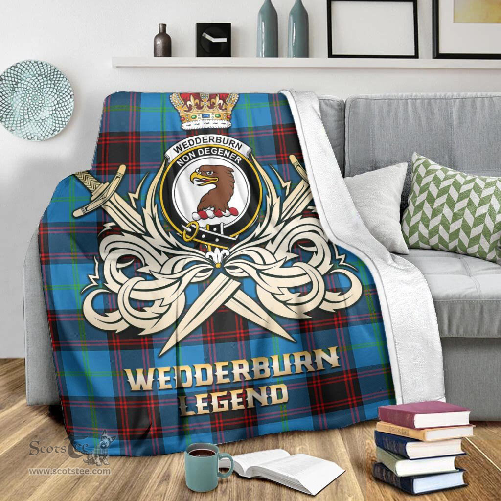 ScotsTee Shop Scottish Wedderburn Clan Crest Tartan Blanket The Golden Sword of Courageous Legacy Blanket