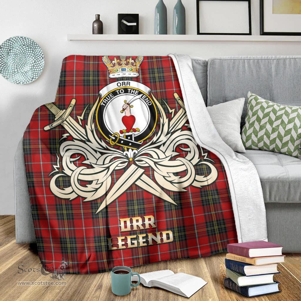 ScotsTee Shop Scottish Orr Clan Crest Tartan Blanket The Golden Sword of Courageous Legacy Blanket