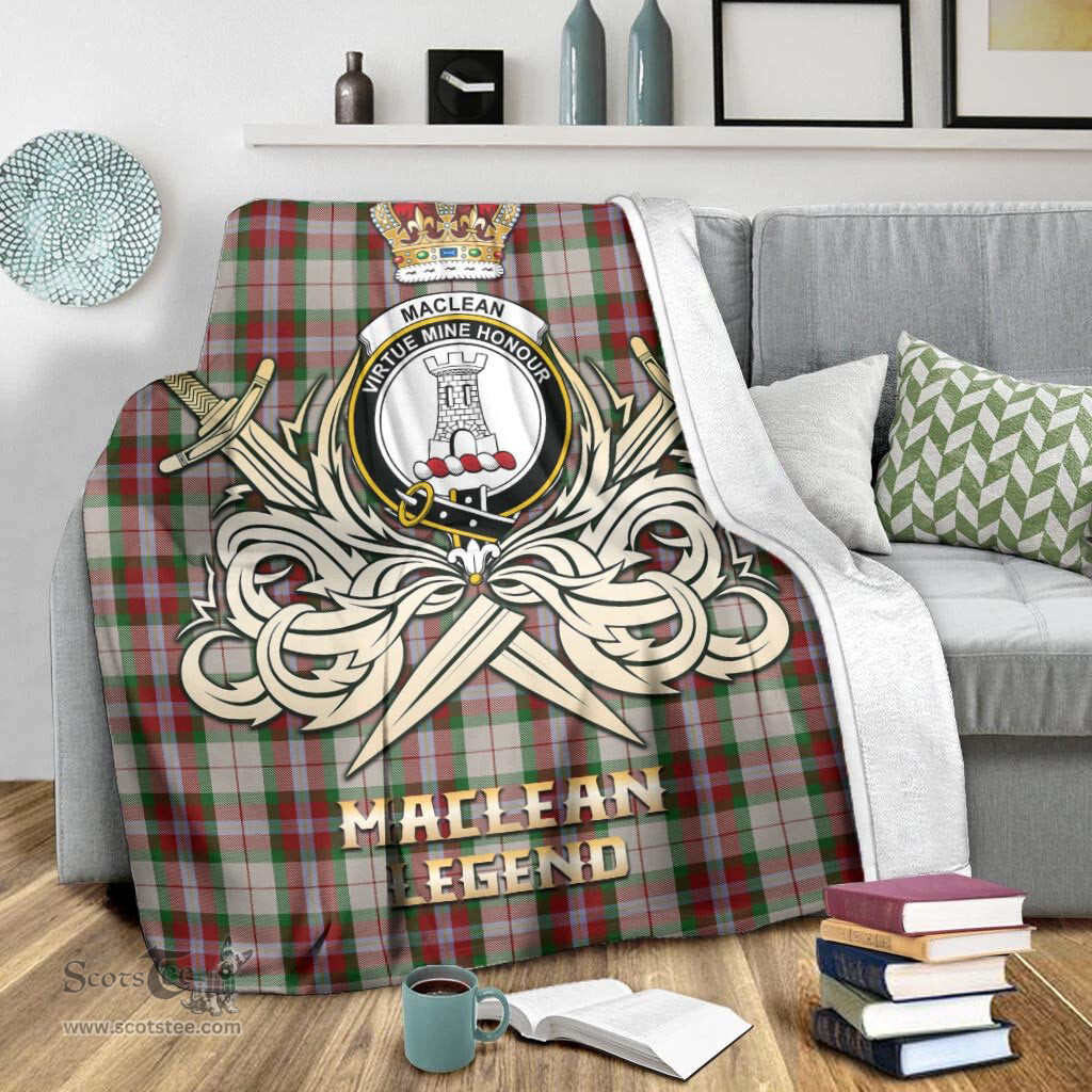 ScotsTee Shop Scottish MacLean Dress Clan Crest Tartan Blanket The Golden Sword of Courageous Legacy Blanket