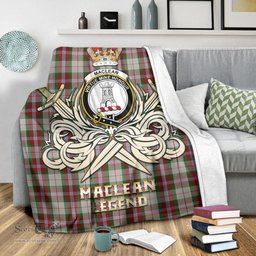 ScotsTee Shop Scottish MacLean Dress Clan Crest Tartan Blanket The Golden Sword of Courageous Legacy Blanket