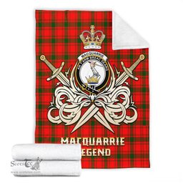 ScotsTee Shop Scottish MacQuarrie Modern Clan Crest Tartan Blanket The Golden Sword of Courageous Legacy Blanket