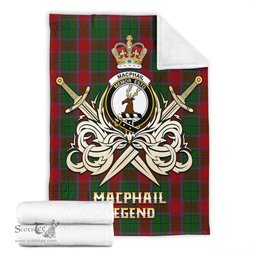 ScotsTee Shop Scottish MacPhail Blue Bands Clan Crest Tartan Blanket The Golden Sword of Courageous Legacy Blanket