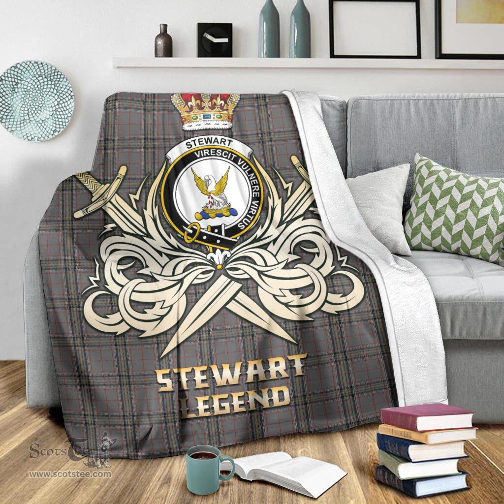 ScotsTee Shop Scottish Stewart Grey Clan Crest Tartan Blanket The Golden Sword of Courageous Legacy Blanket