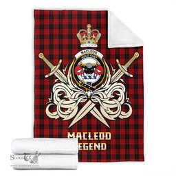 ScotsTee Shop Scottish MacLeod Black and Red Clan Crest Tartan Blanket The Golden Sword of Courageous Legacy Blanket