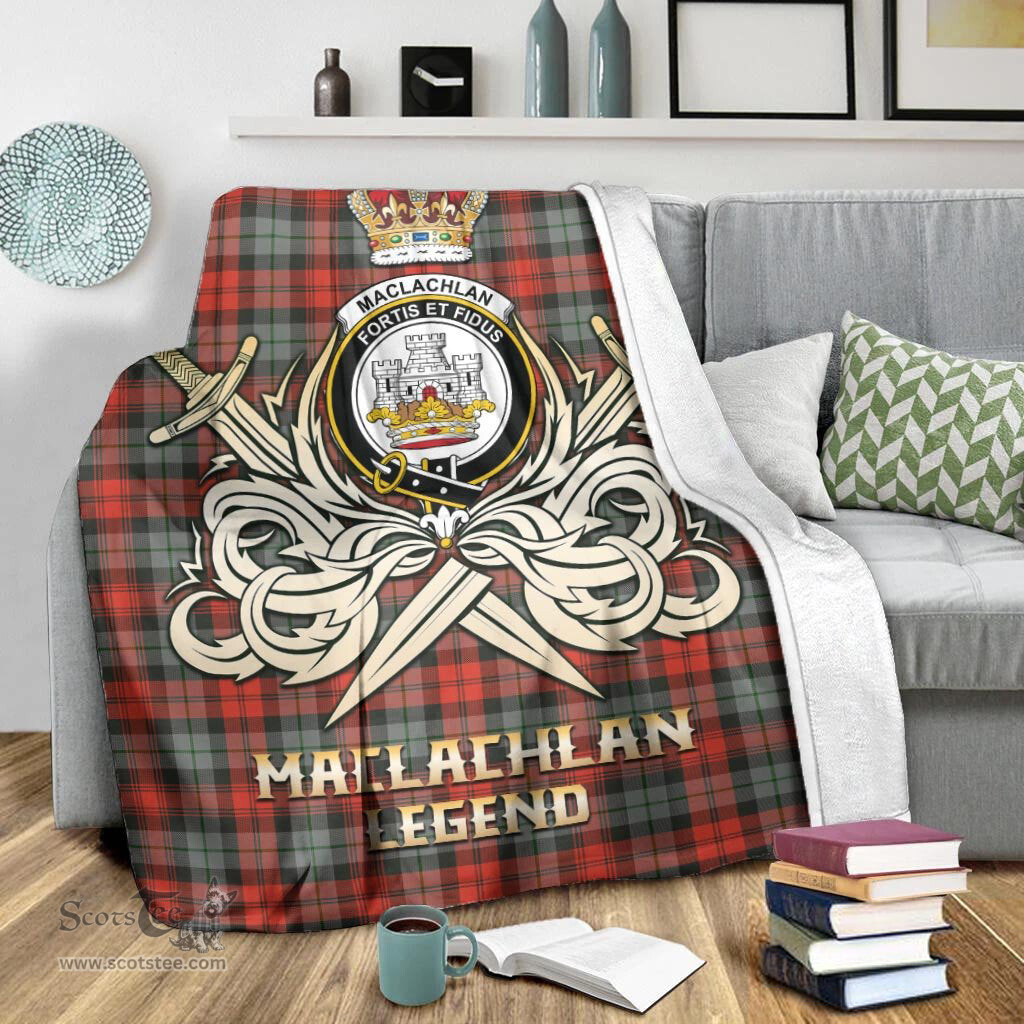 ScotsTee Shop Scottish MacLachlan Weathered Clan Crest Tartan Blanket The Golden Sword of Courageous Legacy Blanket