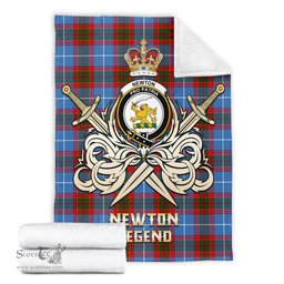 ScotsTee Shop Scottish Newton Clan Crest Tartan Blanket The Golden Sword of Courageous Legacy Blanket