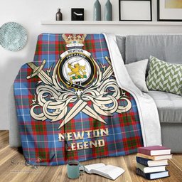 ScotsTee Shop Scottish Newton Clan Crest Tartan Blanket The Golden Sword of Courageous Legacy Blanket