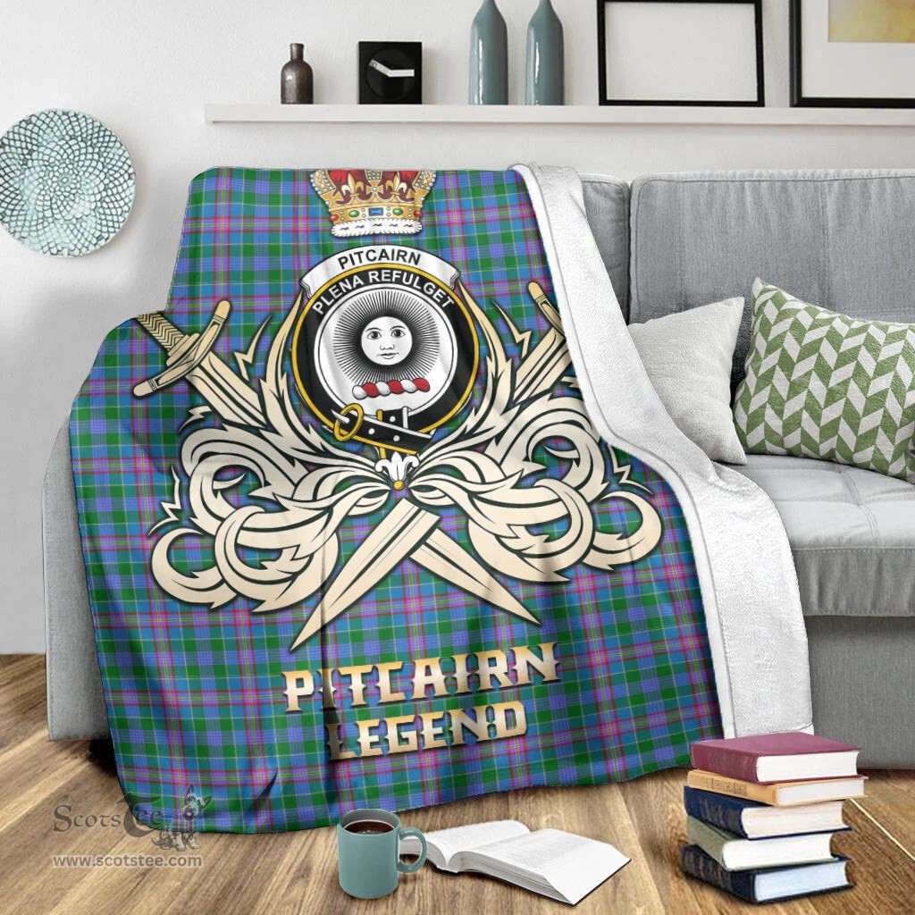 ScotsTee Shop Scottish Pitcairn Hunting Clan Crest Tartan Blanket The Golden Sword of Courageous Legacy Blanket
