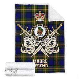 ScotsTee Shop Scottish Moore Clan Crest Tartan Blanket The Golden Sword of Courageous Legacy Blanket