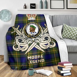 ScotsTee Shop Scottish Moore Clan Crest Tartan Blanket The Golden Sword of Courageous Legacy Blanket