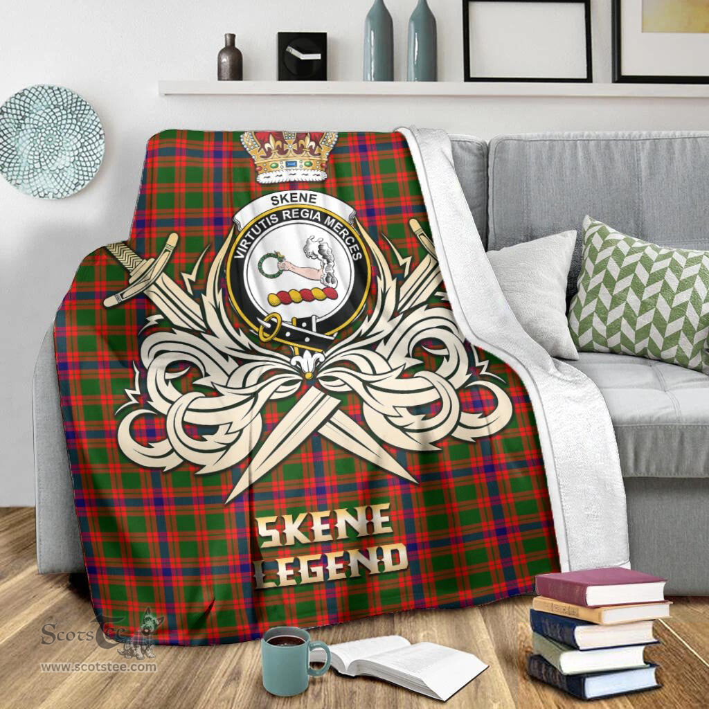 ScotsTee Shop Scottish Skene Modern Clan Crest Tartan Blanket The Golden Sword of Courageous Legacy Blanket