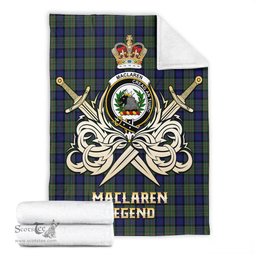 ScotsTee Shop Scottish MacLaren Clan Crest Tartan Blanket The Golden Sword of Courageous Legacy Blanket