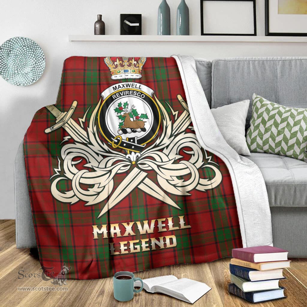 ScotsTee Shop Scottish Maxwell Clan Crest Tartan Blanket The Golden Sword of Courageous Legacy Blanket