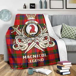 ScotsTee Shop Scottish MacNicol of Scorrybreac Clan Crest Tartan Blanket The Golden Sword of Courageous Legacy Blanket