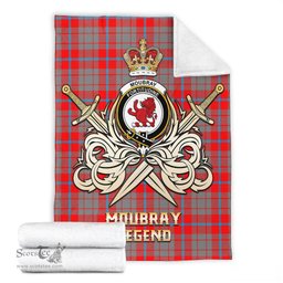 ScotsTee Shop Scottish Moubray Clan Crest Tartan Blanket The Golden Sword of Courageous Legacy Blanket