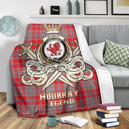 ScotsTee Shop Scottish Moubray Clan Crest Tartan Blanket The Golden Sword of Courageous Legacy Blanket