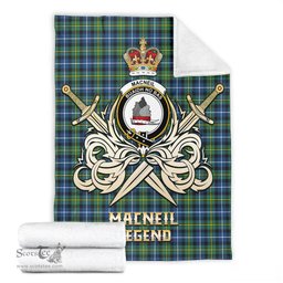 ScotsTee Shop Scottish MacNeil of Barra Ancient Clan Crest Tartan Blanket The Golden Sword of Courageous Legacy Blanket