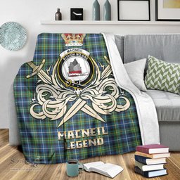 ScotsTee Shop Scottish MacNeil of Barra Ancient Clan Crest Tartan Blanket The Golden Sword of Courageous Legacy Blanket