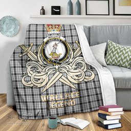ScotsTee Shop Scottish Wallace Dress Clan Crest Tartan Blanket The Golden Sword of Courageous Legacy Blanket