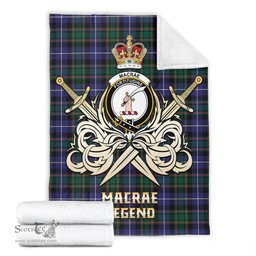 ScotsTee Shop Scottish MacRae Hunting Modern Clan Crest Tartan Blanket The Golden Sword of Courageous Legacy Blanket