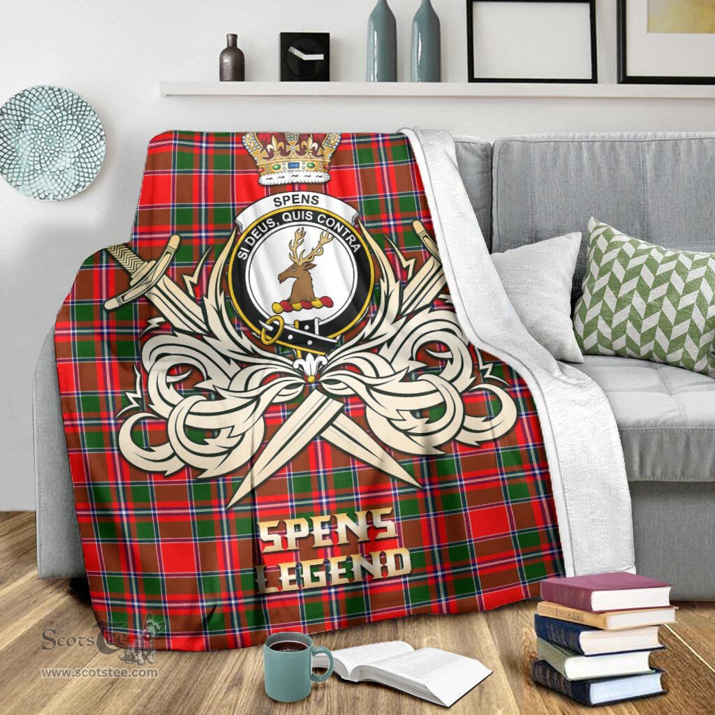 ScotsTee Shop Scottish Spens Modern Clan Crest Tartan Blanket The Golden Sword of Courageous Legacy Blanket