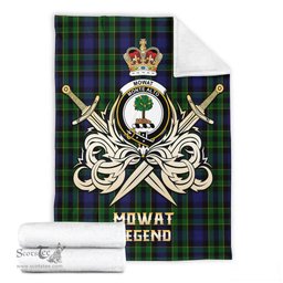 ScotsTee Shop Scottish Mowat Clan Crest Tartan Blanket The Golden Sword of Courageous Legacy Blanket