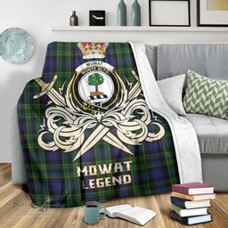 ScotsTee Shop Scottish Mowat Clan Crest Tartan Blanket The Golden Sword of Courageous Legacy Blanket