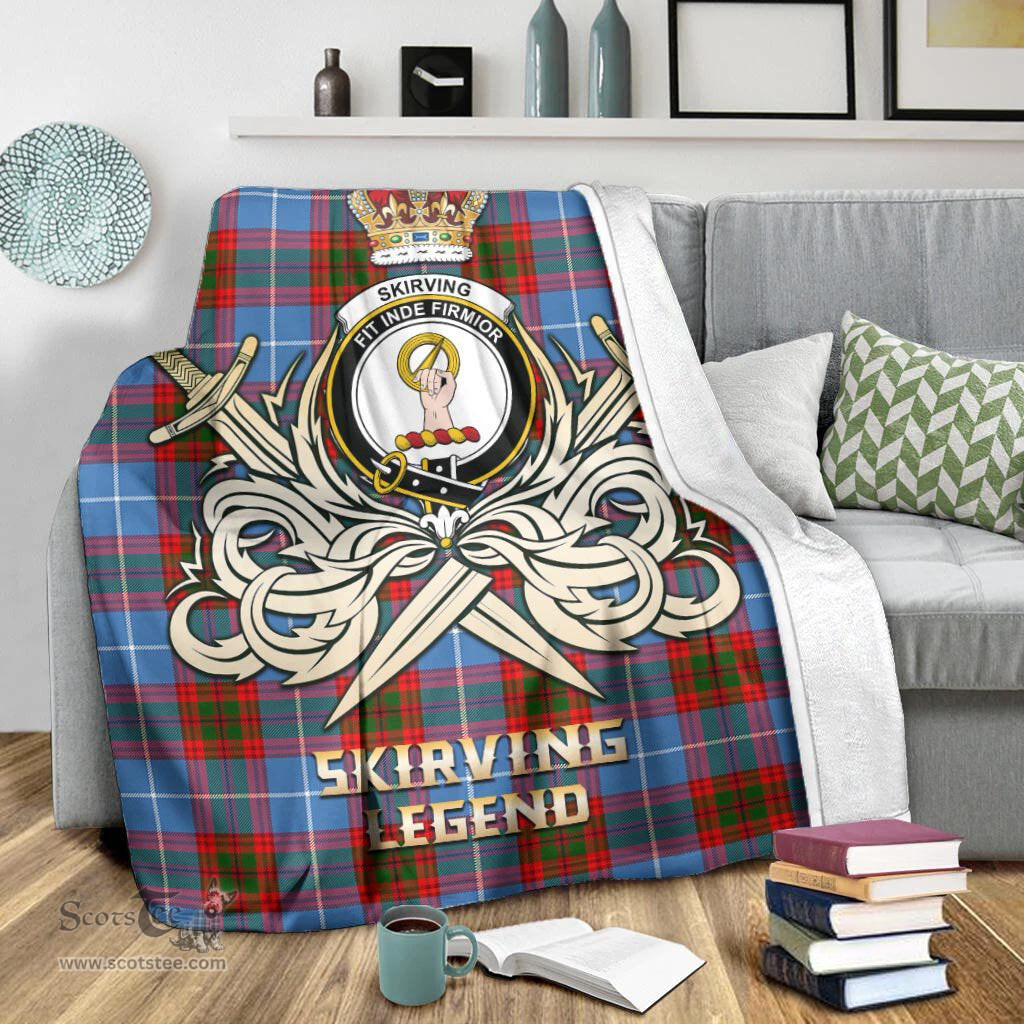 ScotsTee Shop Scottish Skirving Clan Crest Tartan Blanket The Golden Sword of Courageous Legacy Blanket