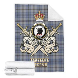 ScotsTee Shop Scottish Tweedie Clan Crest Tartan Blanket The Golden Sword of Courageous Legacy Blanket