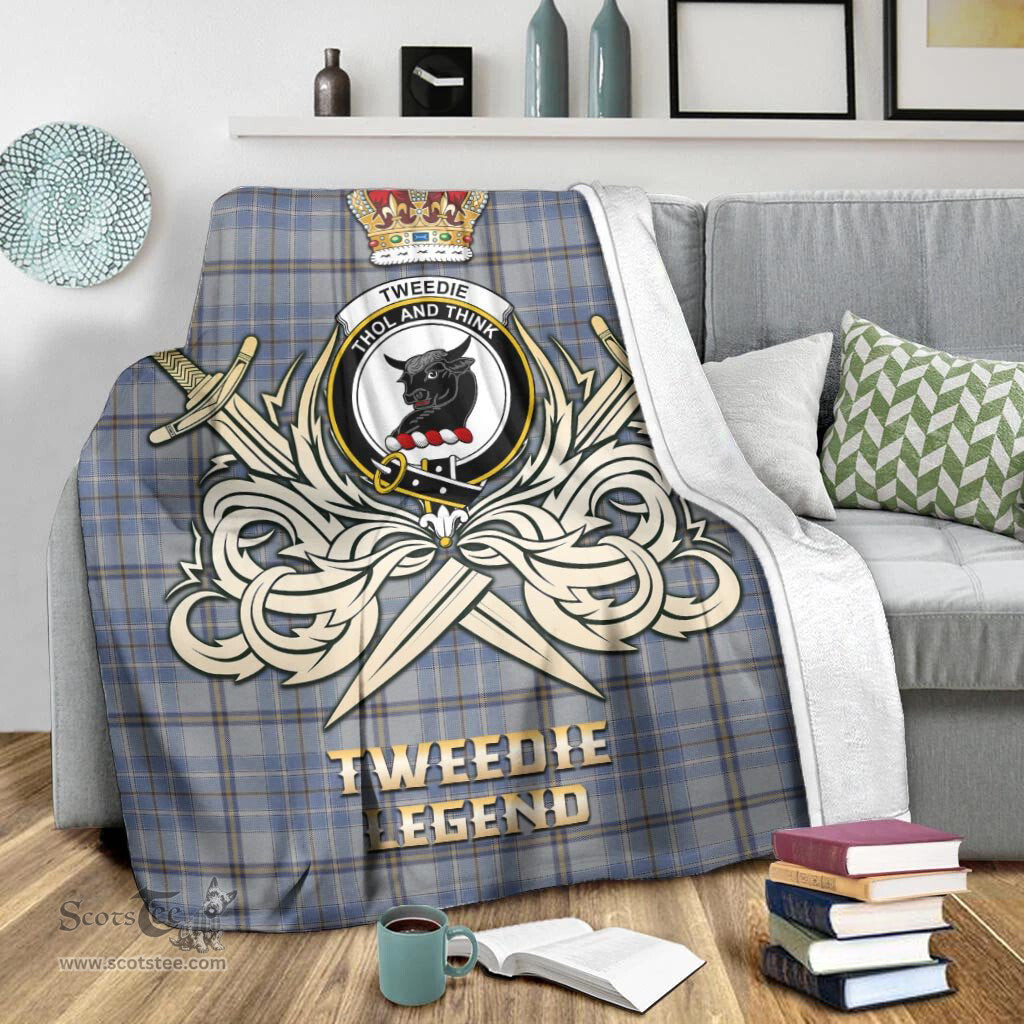 ScotsTee Shop Scottish Tweedie Clan Crest Tartan Blanket The Golden Sword of Courageous Legacy Blanket