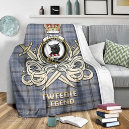 ScotsTee Shop Scottish Tweedie Clan Crest Tartan Blanket The Golden Sword of Courageous Legacy Blanket
