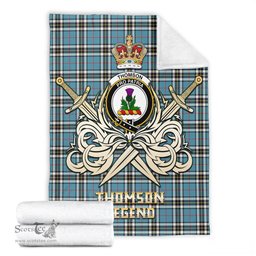 ScotsTee Shop Scottish Thomson Clan Crest Tartan Blanket The Golden Sword of Courageous Legacy Blanket