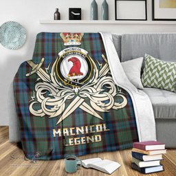 ScotsTee Shop Scottish MacNicol Hunting Clan Crest Tartan Blanket The Golden Sword of Courageous Legacy Blanket