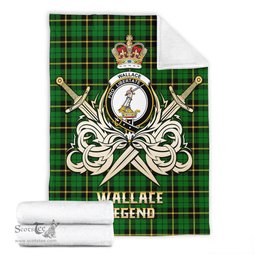 ScotsTee Shop Scottish Wallace Hunting Green Clan Crest Tartan Blanket The Golden Sword of Courageous Legacy Blanket