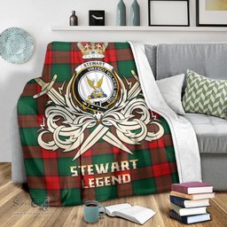 ScotsTee Shop Scottish Stewart Atholl Modern Clan Crest Tartan Blanket The Golden Sword of Courageous Legacy Blanket
